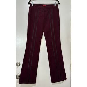 Hugo Boss Womens Deep Purple Corduroy Trousers Black Stripes on Front Size 4 EUC